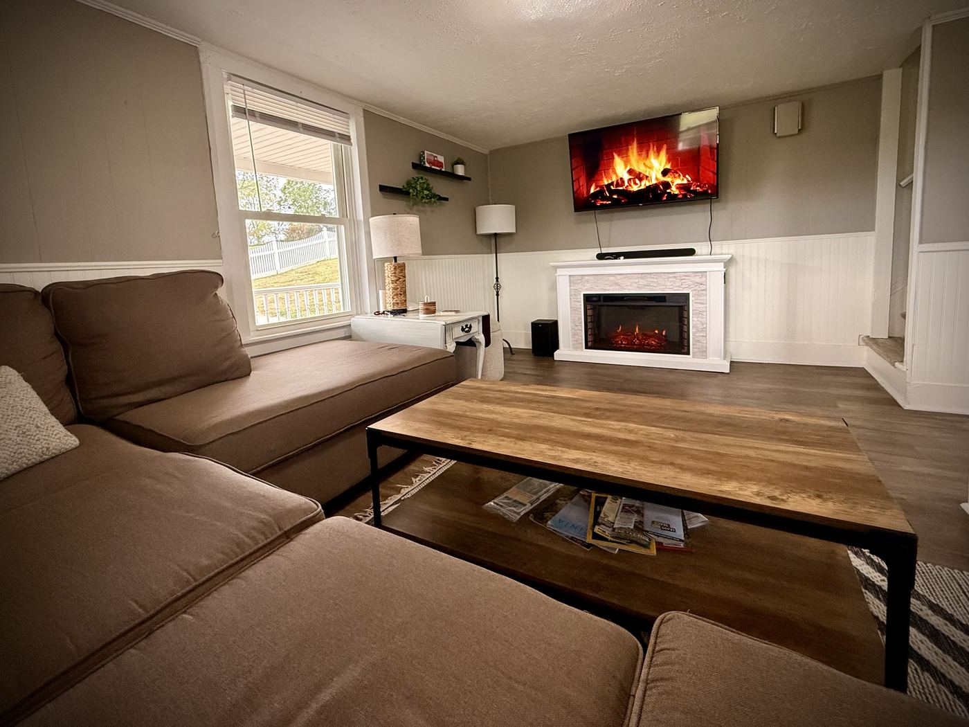 Family room with fireplace